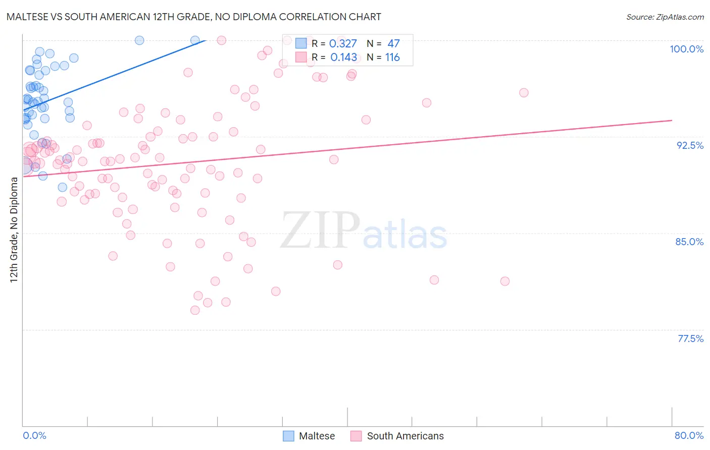 Maltese vs South American 12th Grade, No Diploma