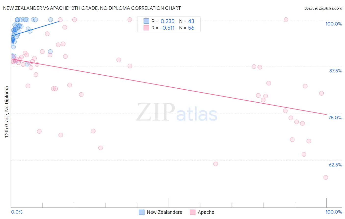 New Zealander vs Apache 12th Grade, No Diploma