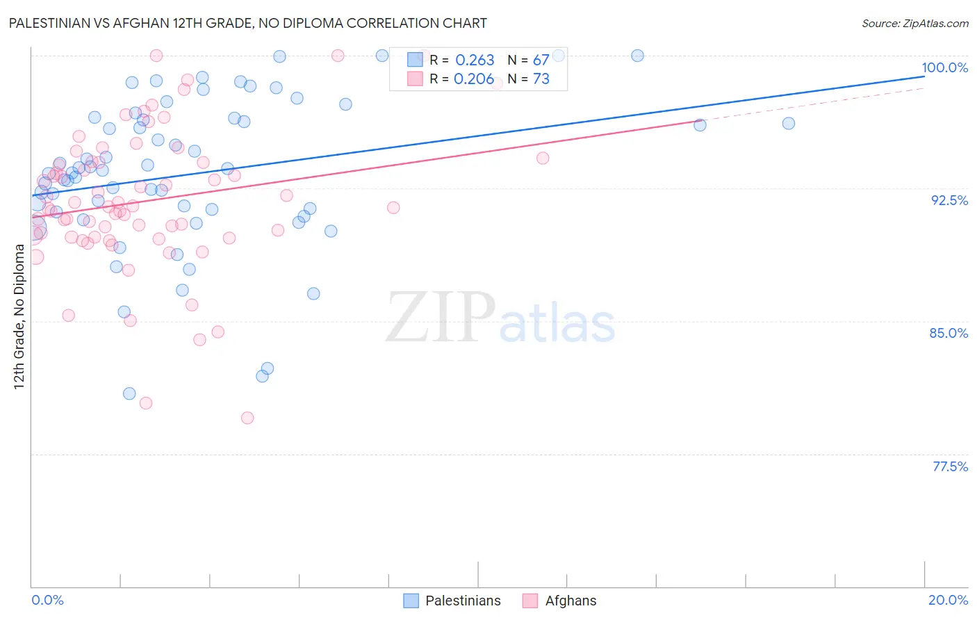 Palestinian vs Afghan 12th Grade, No Diploma