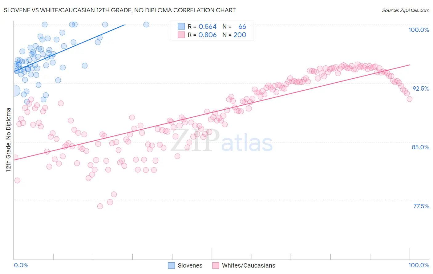 Slovene vs White/Caucasian 12th Grade, No Diploma