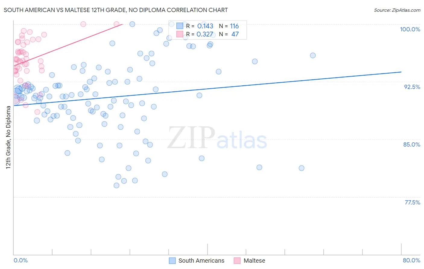 South American vs Maltese 12th Grade, No Diploma