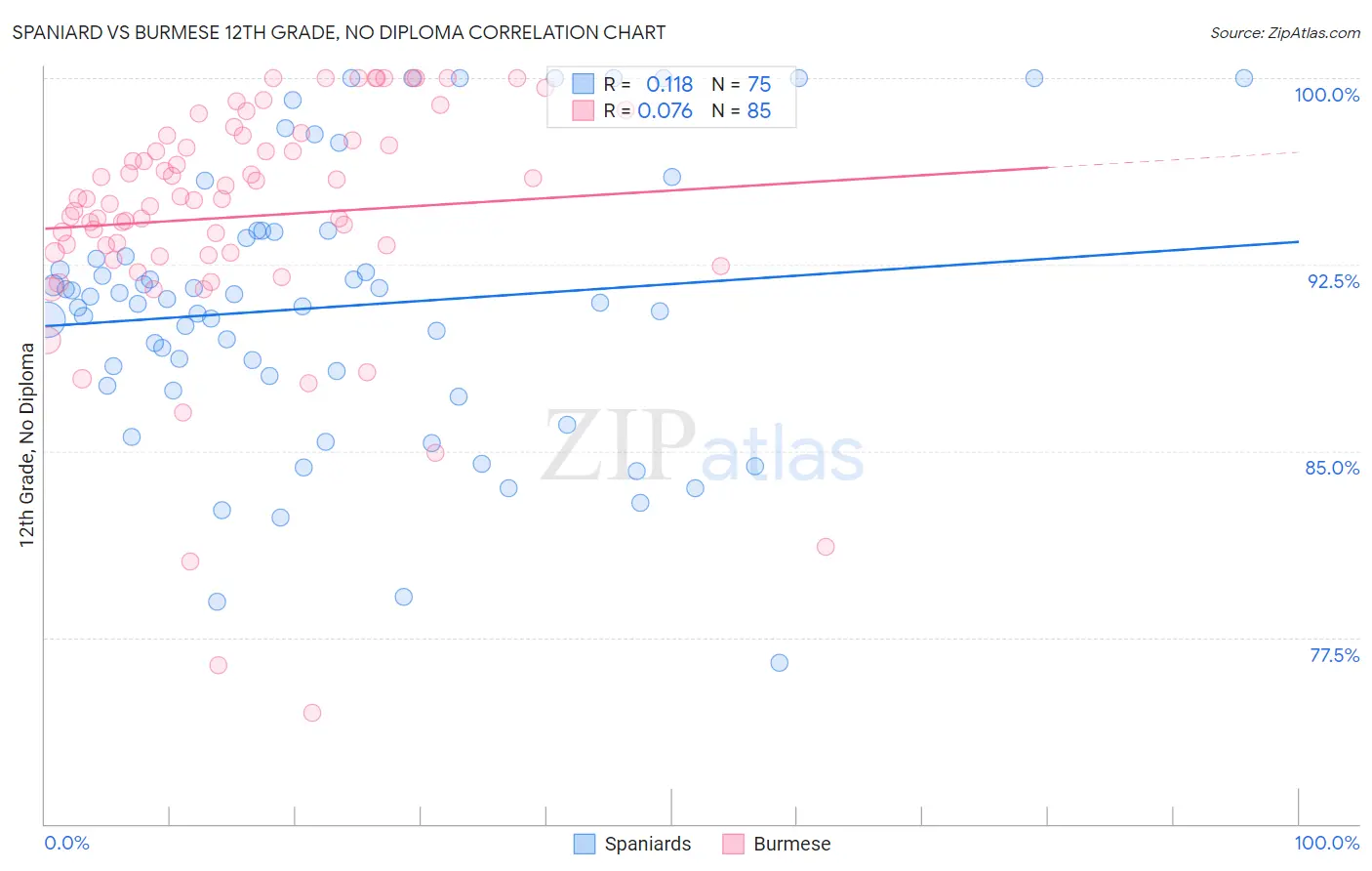 Spaniard vs Burmese 12th Grade, No Diploma
