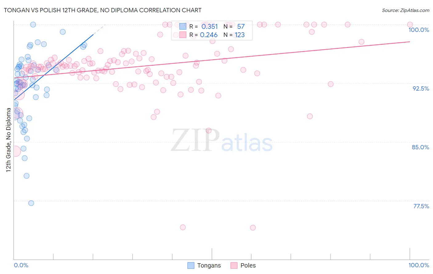 Tongan vs Polish 12th Grade, No Diploma