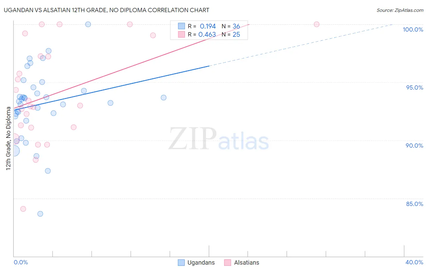 Ugandan vs Alsatian 12th Grade, No Diploma