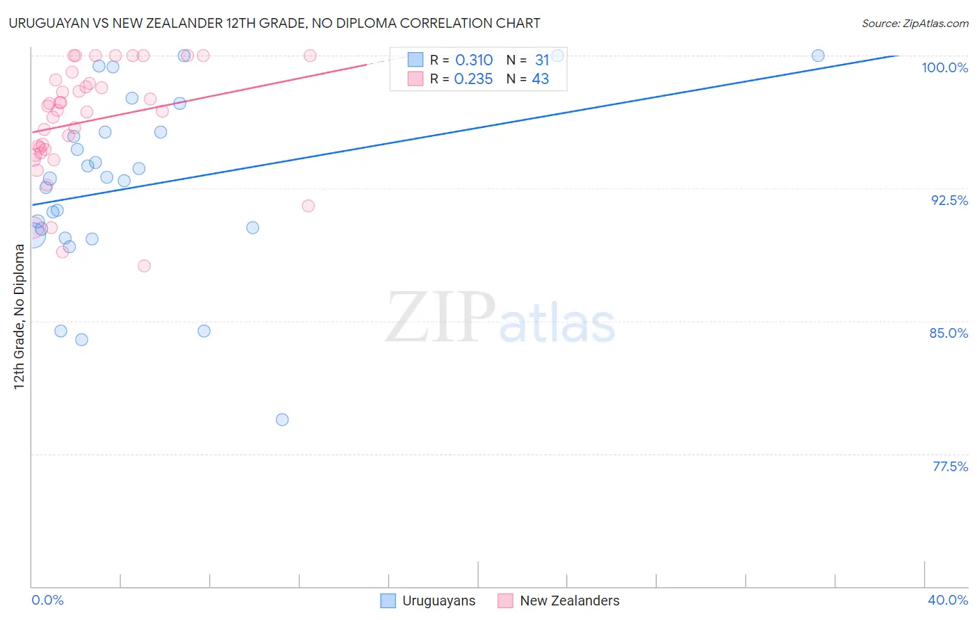Uruguayan vs New Zealander 12th Grade, No Diploma