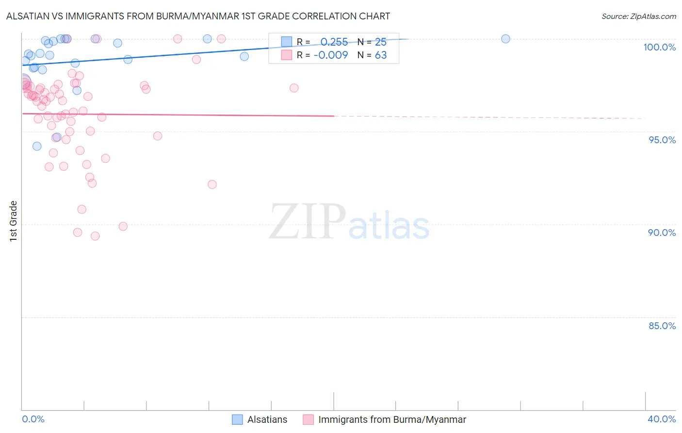 Alsatian vs Immigrants from Burma/Myanmar 1st Grade