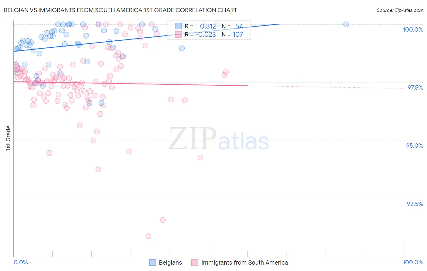 Belgian vs Immigrants from South America 1st Grade