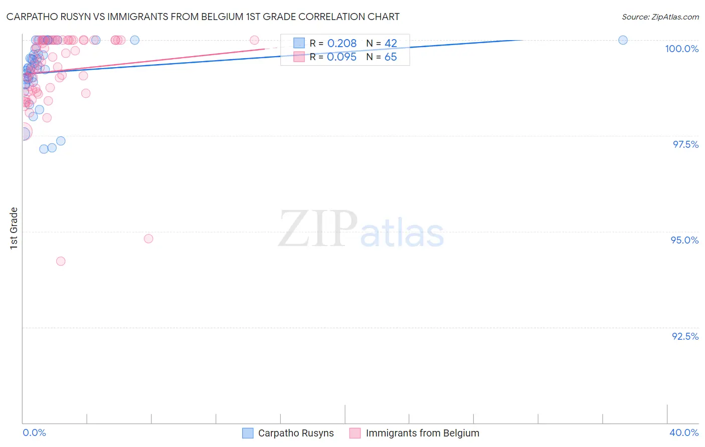 Carpatho Rusyn vs Immigrants from Belgium 1st Grade