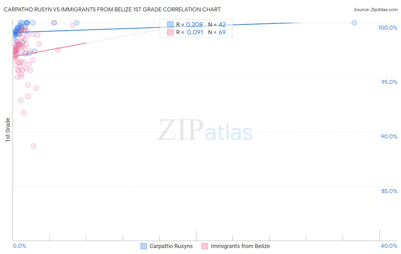 Carpatho Rusyn vs Immigrants from Belize 1st Grade