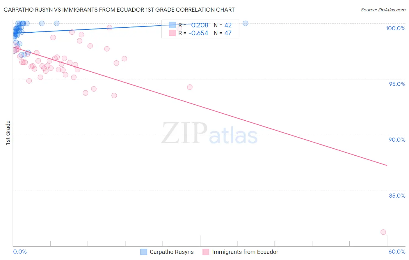 Carpatho Rusyn vs Immigrants from Ecuador 1st Grade
