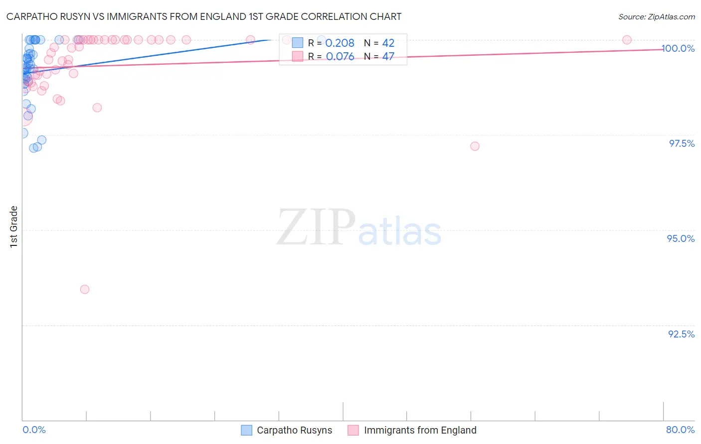 Carpatho Rusyn vs Immigrants from England 1st Grade