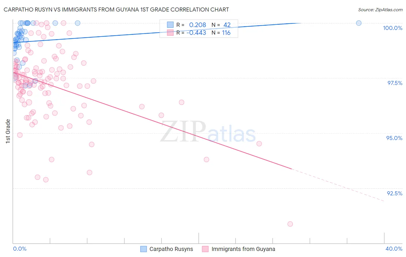 Carpatho Rusyn vs Immigrants from Guyana 1st Grade