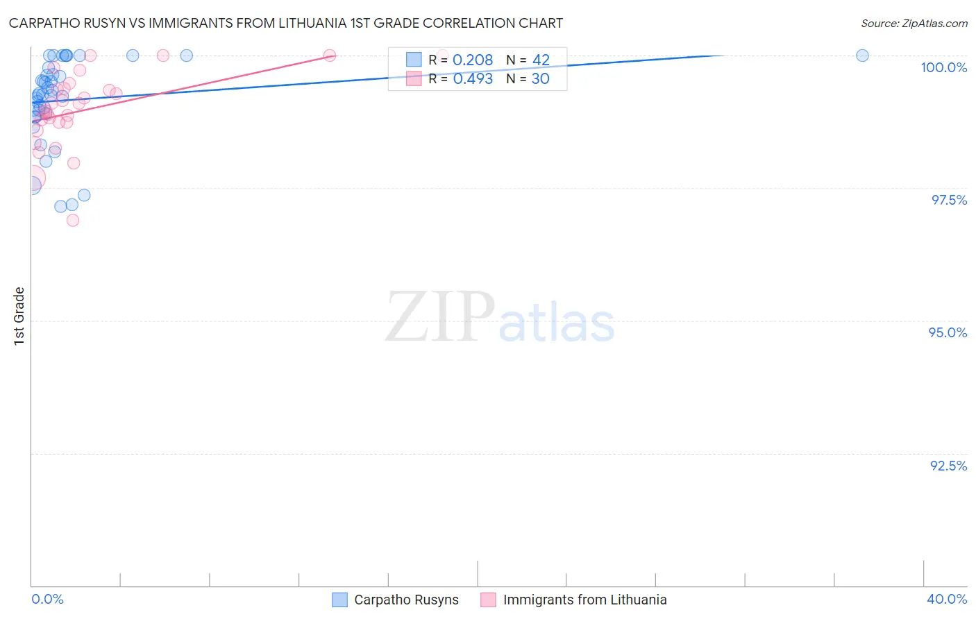 Carpatho Rusyn vs Immigrants from Lithuania 1st Grade