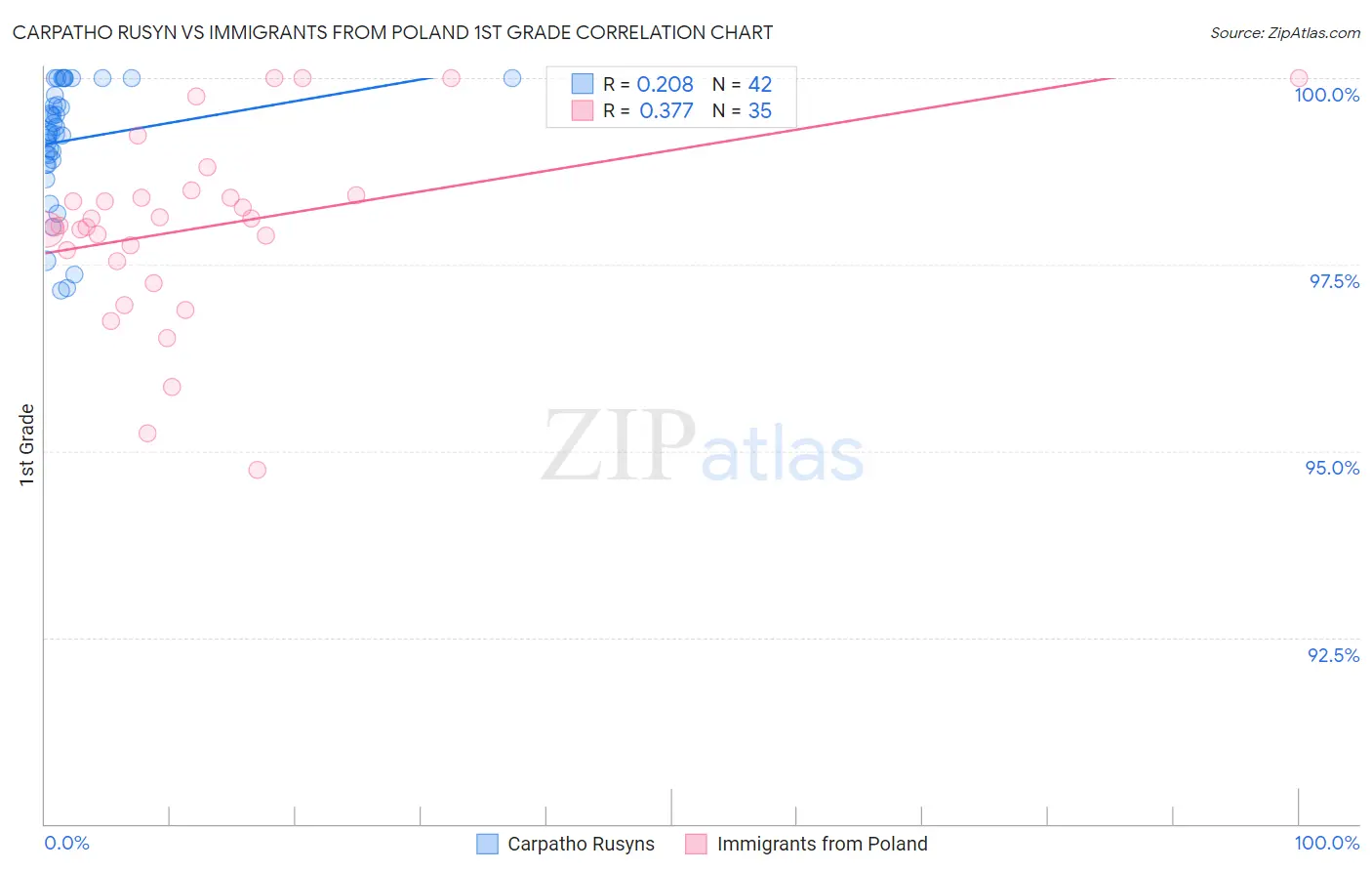 Carpatho Rusyn vs Immigrants from Poland 1st Grade