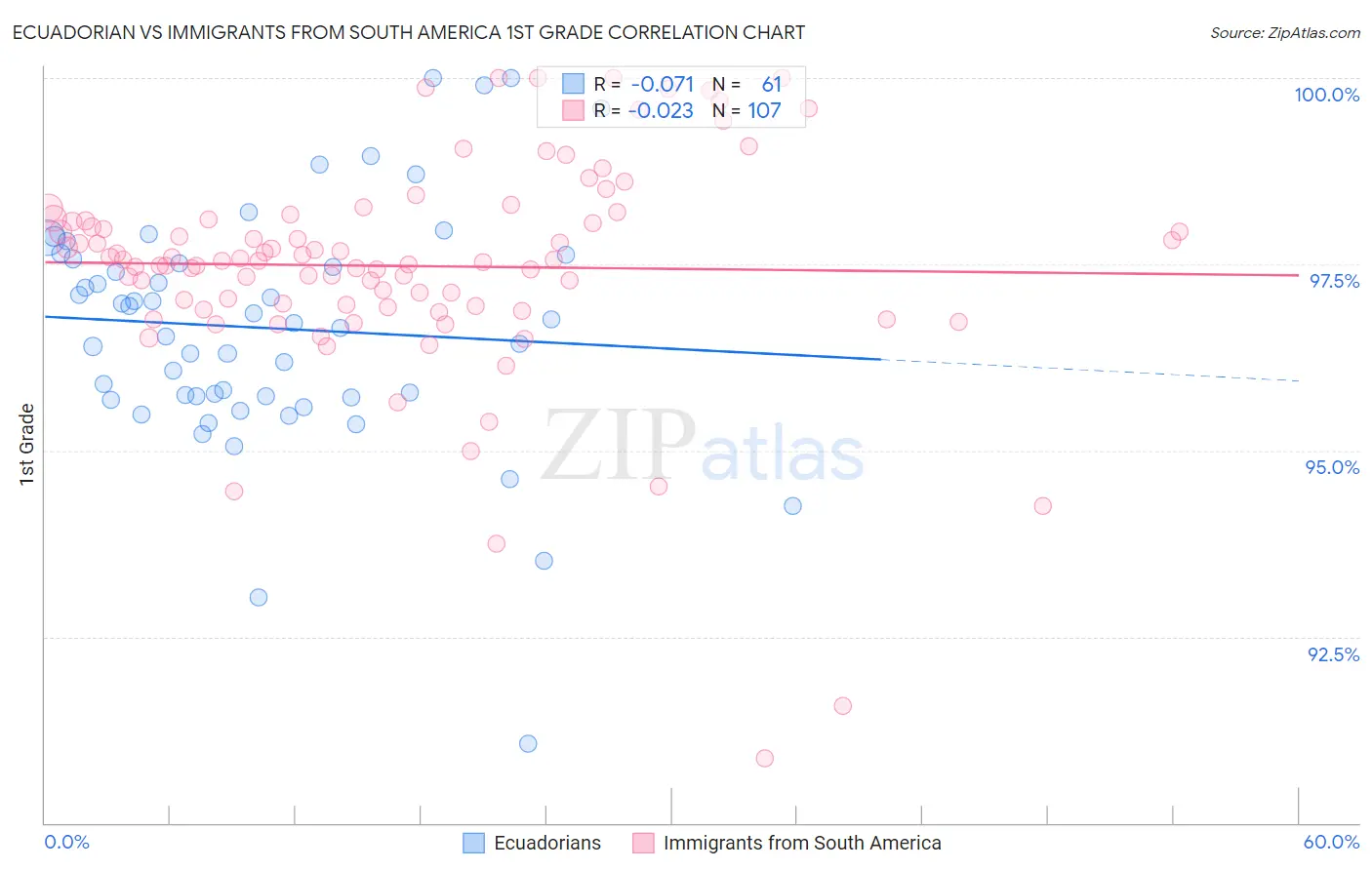 Ecuadorian vs Immigrants from South America 1st Grade