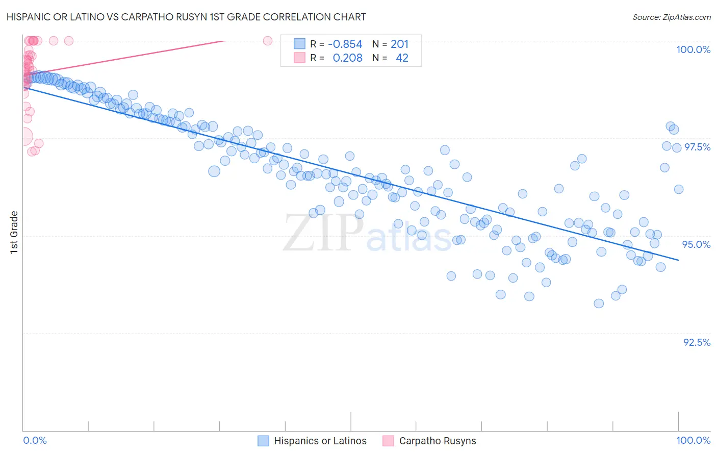 Hispanic or Latino vs Carpatho Rusyn 1st Grade