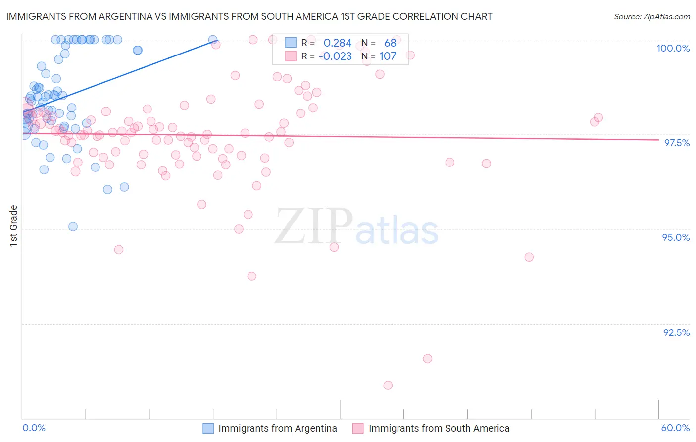 Immigrants from Argentina vs Immigrants from South America 1st Grade