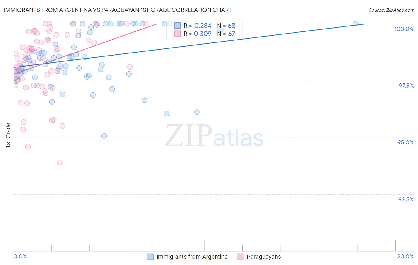 Immigrants from Argentina vs Paraguayan 1st Grade