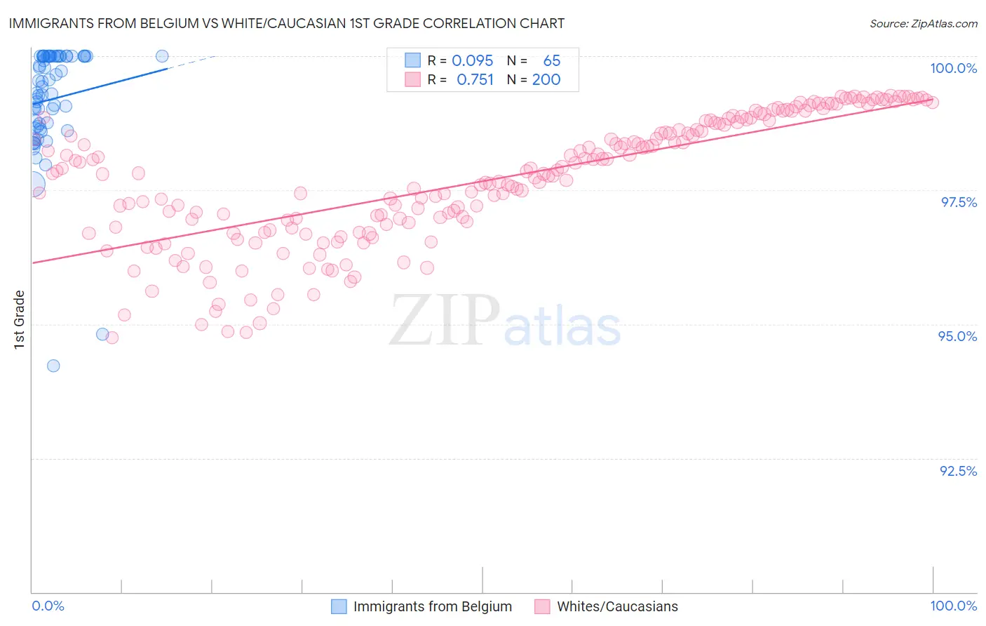 Immigrants from Belgium vs White/Caucasian 1st Grade
