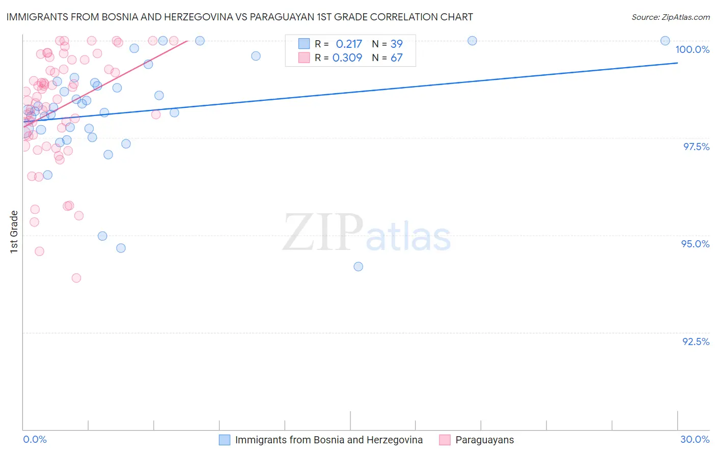 Immigrants from Bosnia and Herzegovina vs Paraguayan 1st Grade