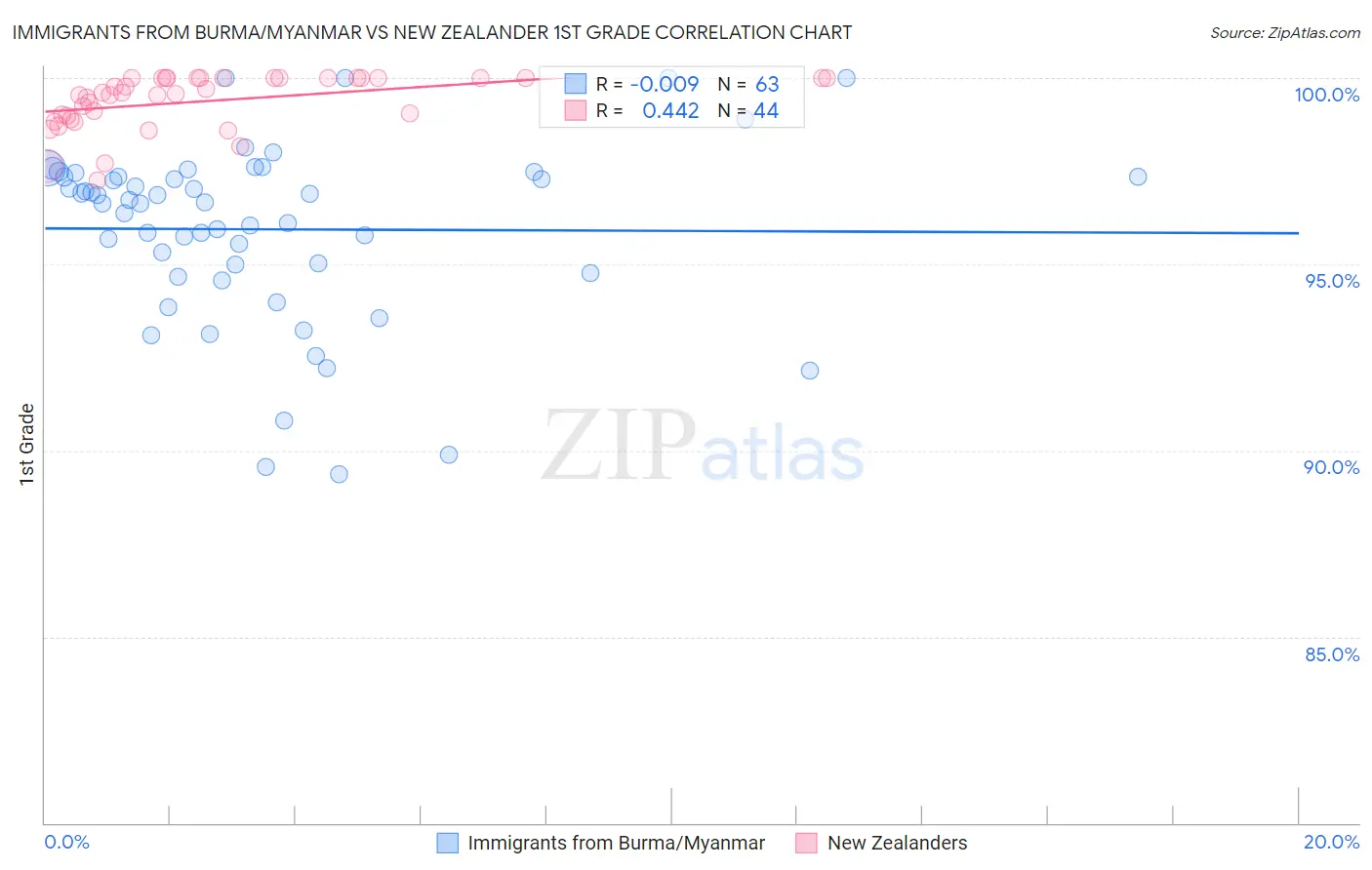 Immigrants from Burma/Myanmar vs New Zealander 1st Grade