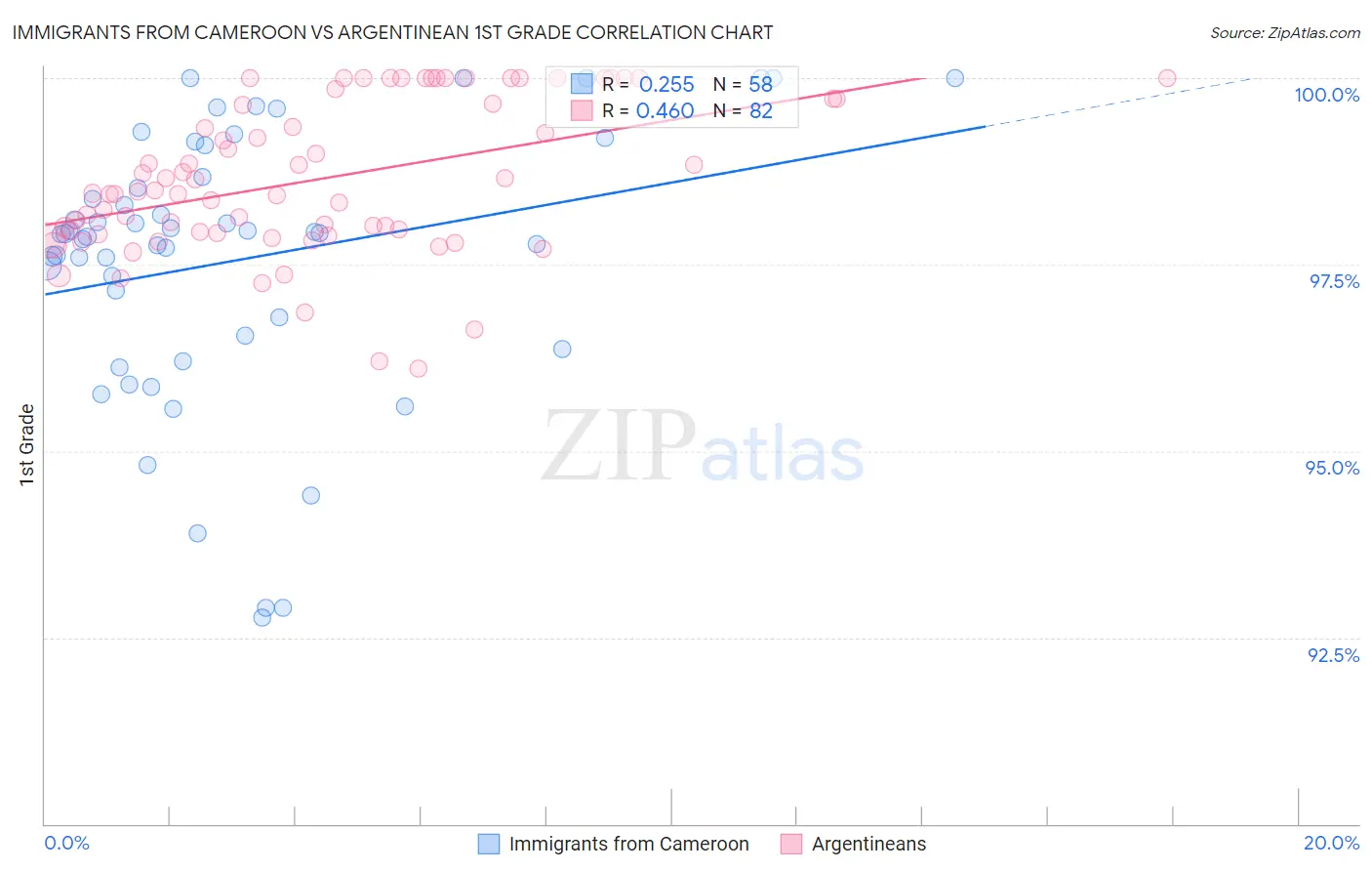 Immigrants from Cameroon vs Argentinean 1st Grade