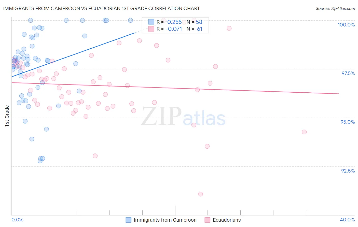 Immigrants from Cameroon vs Ecuadorian 1st Grade