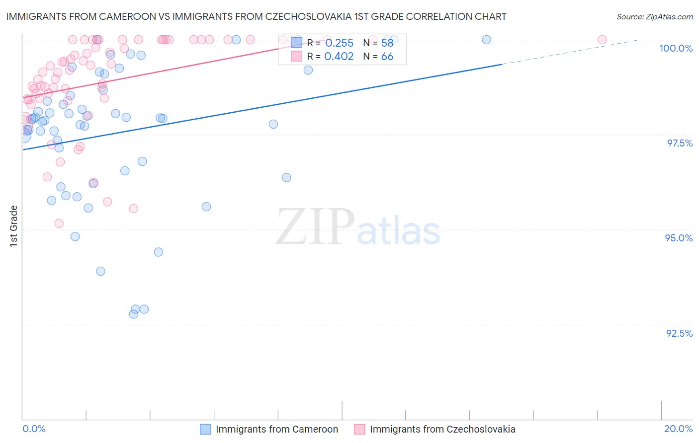 Immigrants from Cameroon vs Immigrants from Czechoslovakia 1st Grade