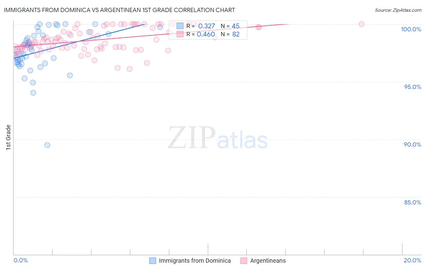 Immigrants from Dominica vs Argentinean 1st Grade