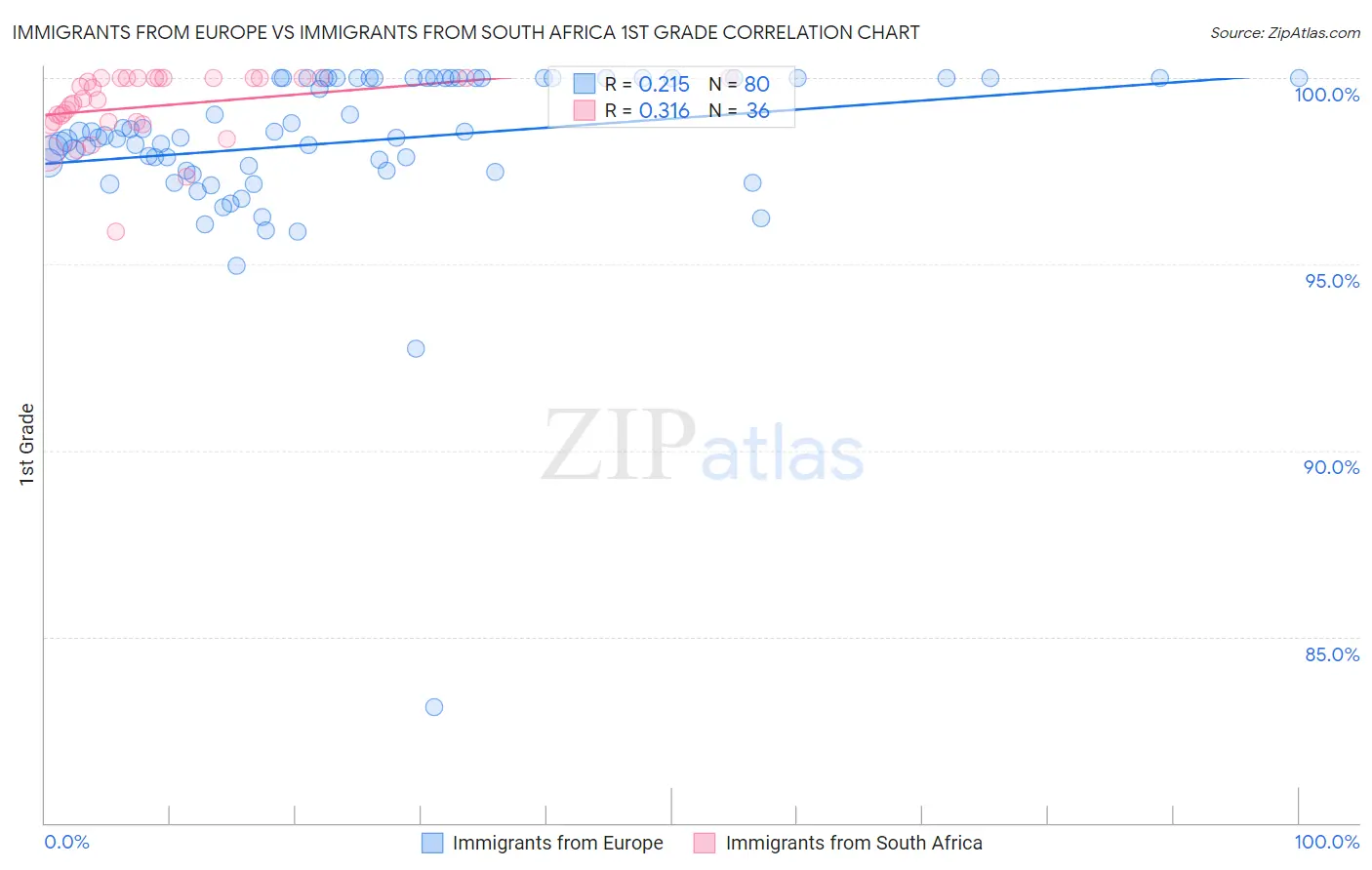 Immigrants from Europe vs Immigrants from South Africa 1st Grade