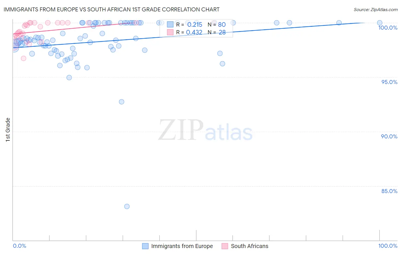 Immigrants from Europe vs South African 1st Grade