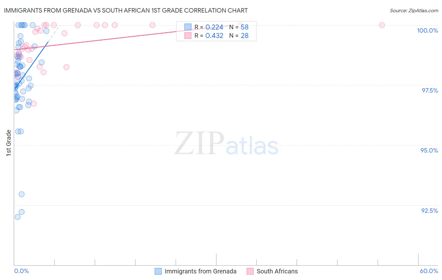 Immigrants from Grenada vs South African 1st Grade