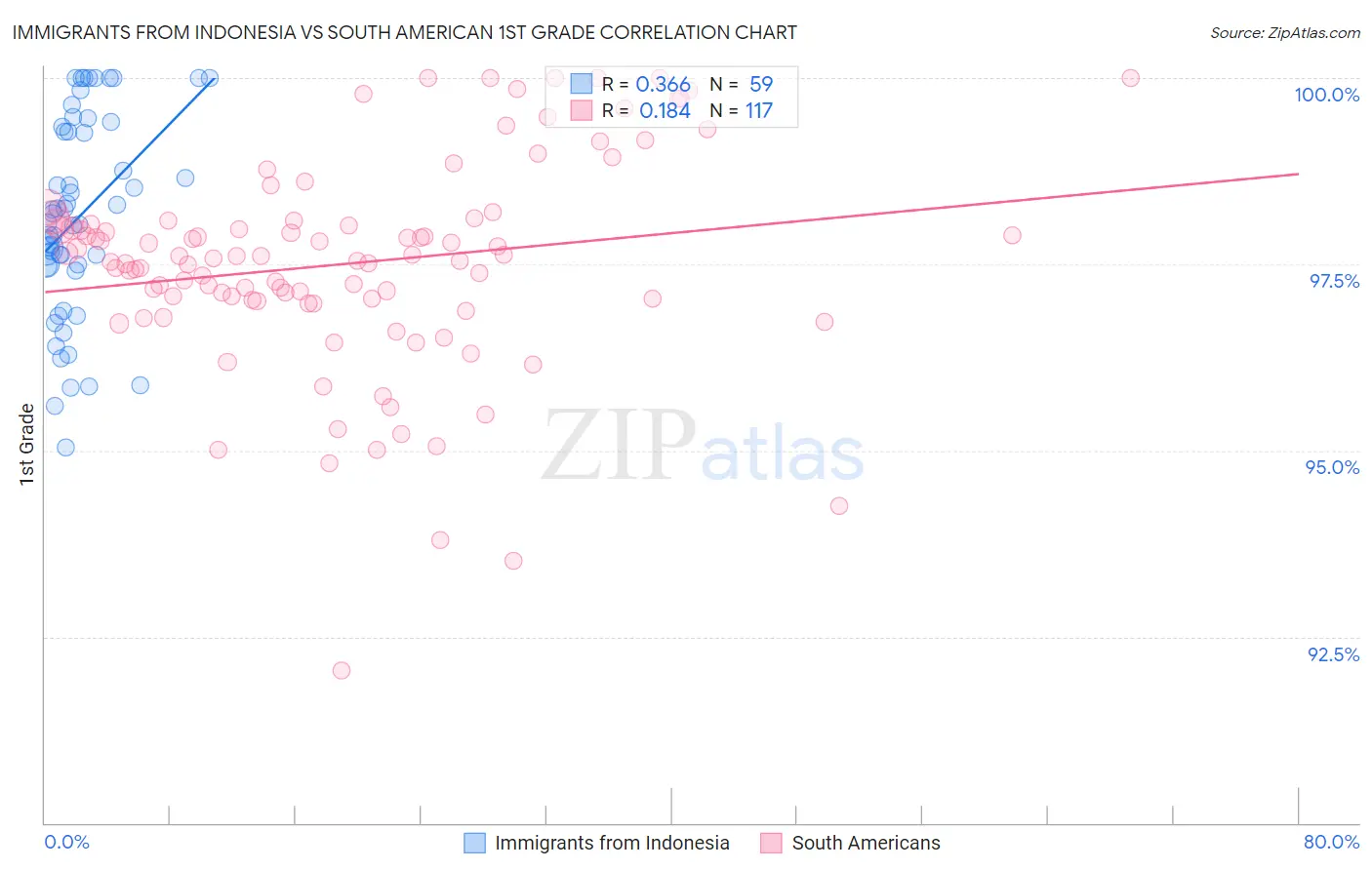 Immigrants from Indonesia vs South American 1st Grade