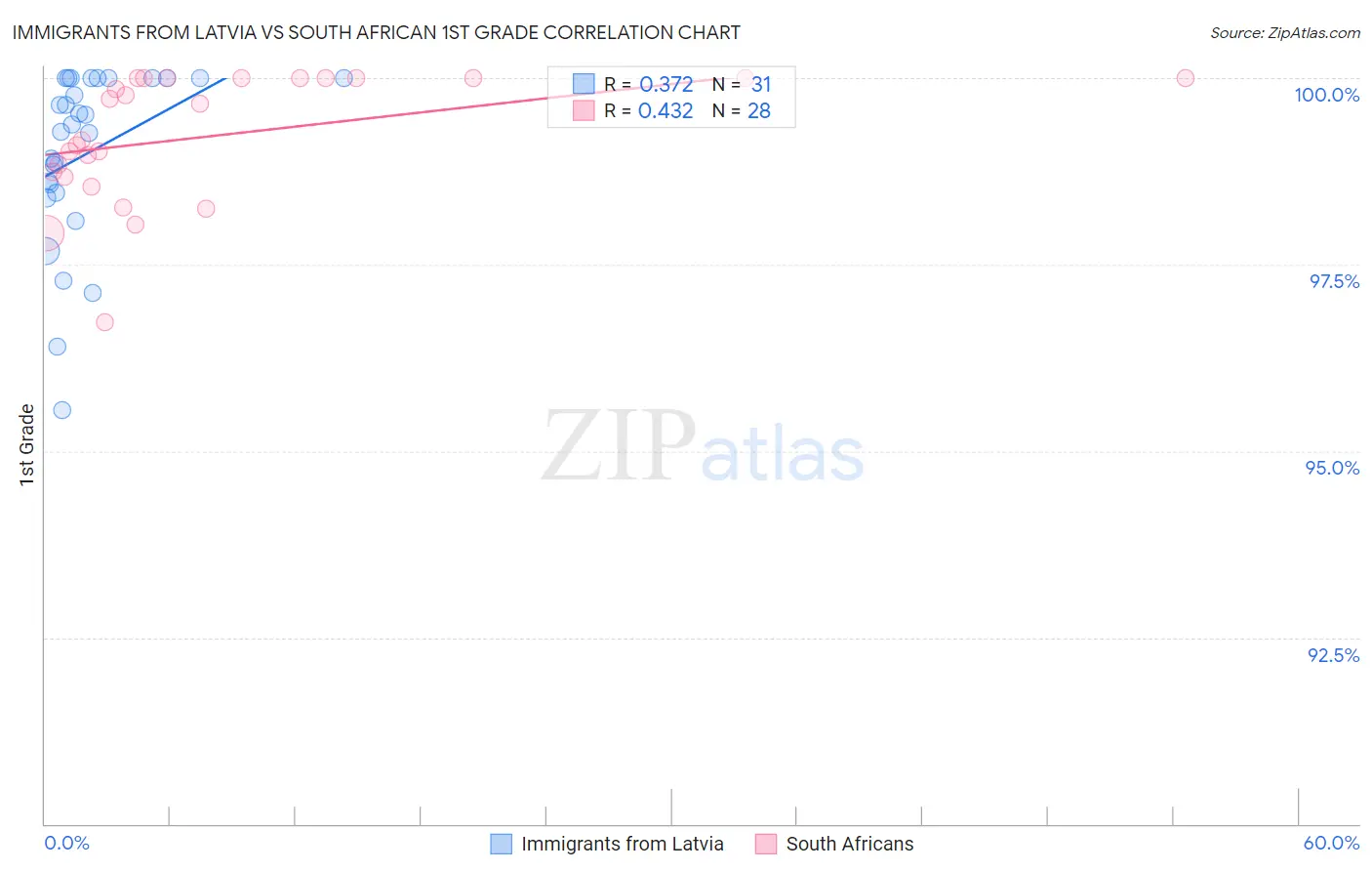 Immigrants from Latvia vs South African 1st Grade