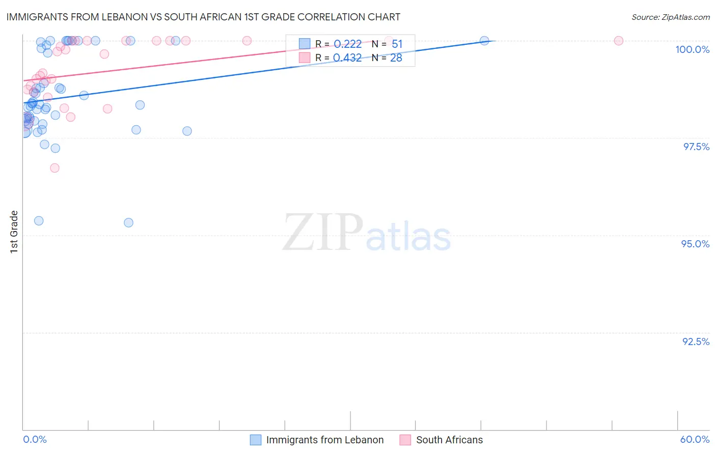 Immigrants from Lebanon vs South African 1st Grade