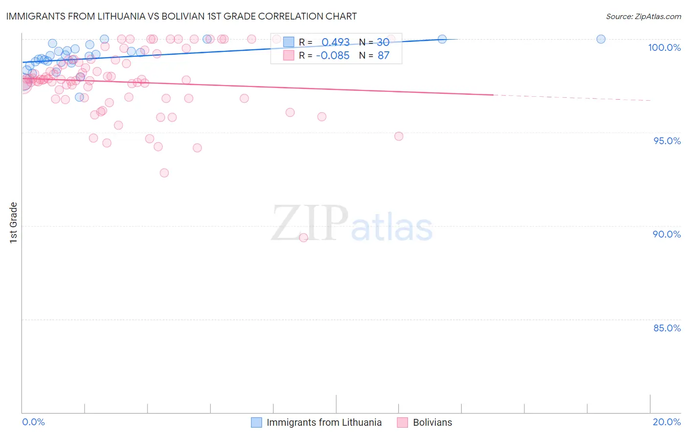 Immigrants from Lithuania vs Bolivian 1st Grade