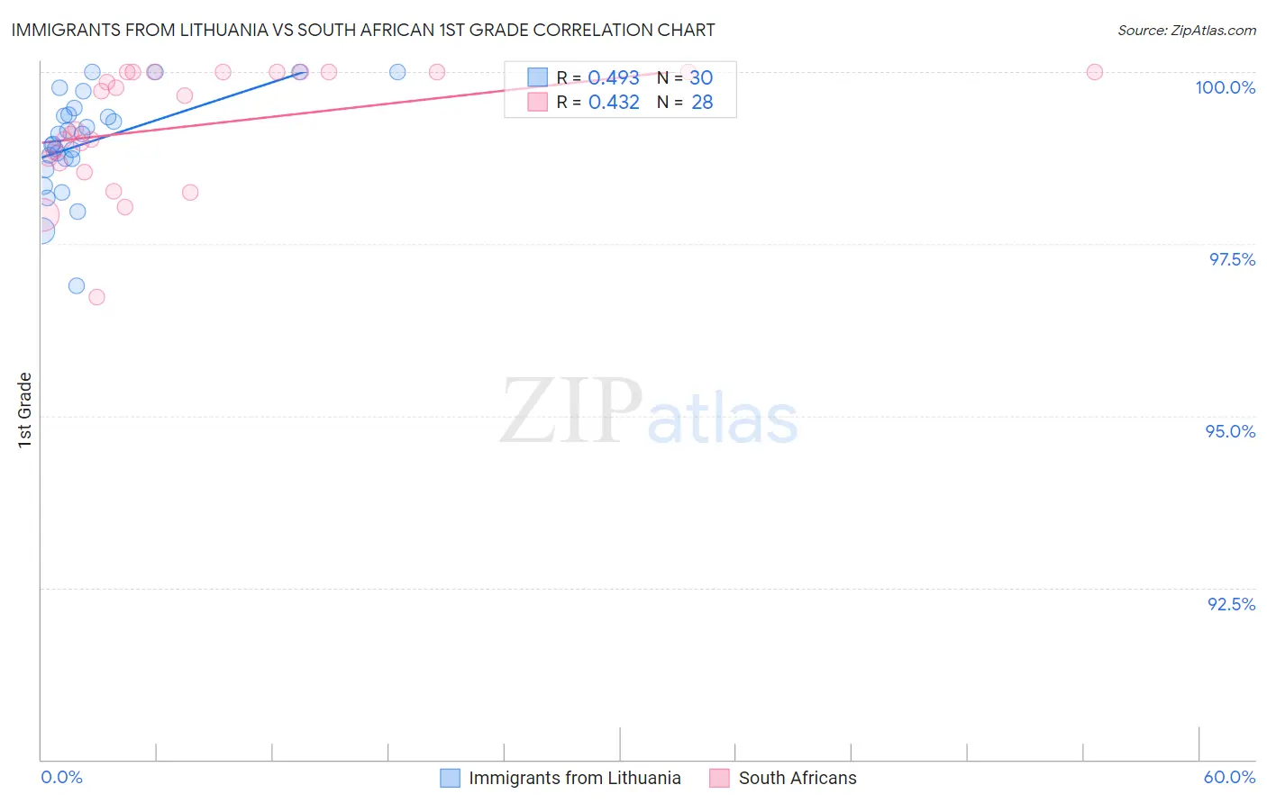 Immigrants from Lithuania vs South African 1st Grade