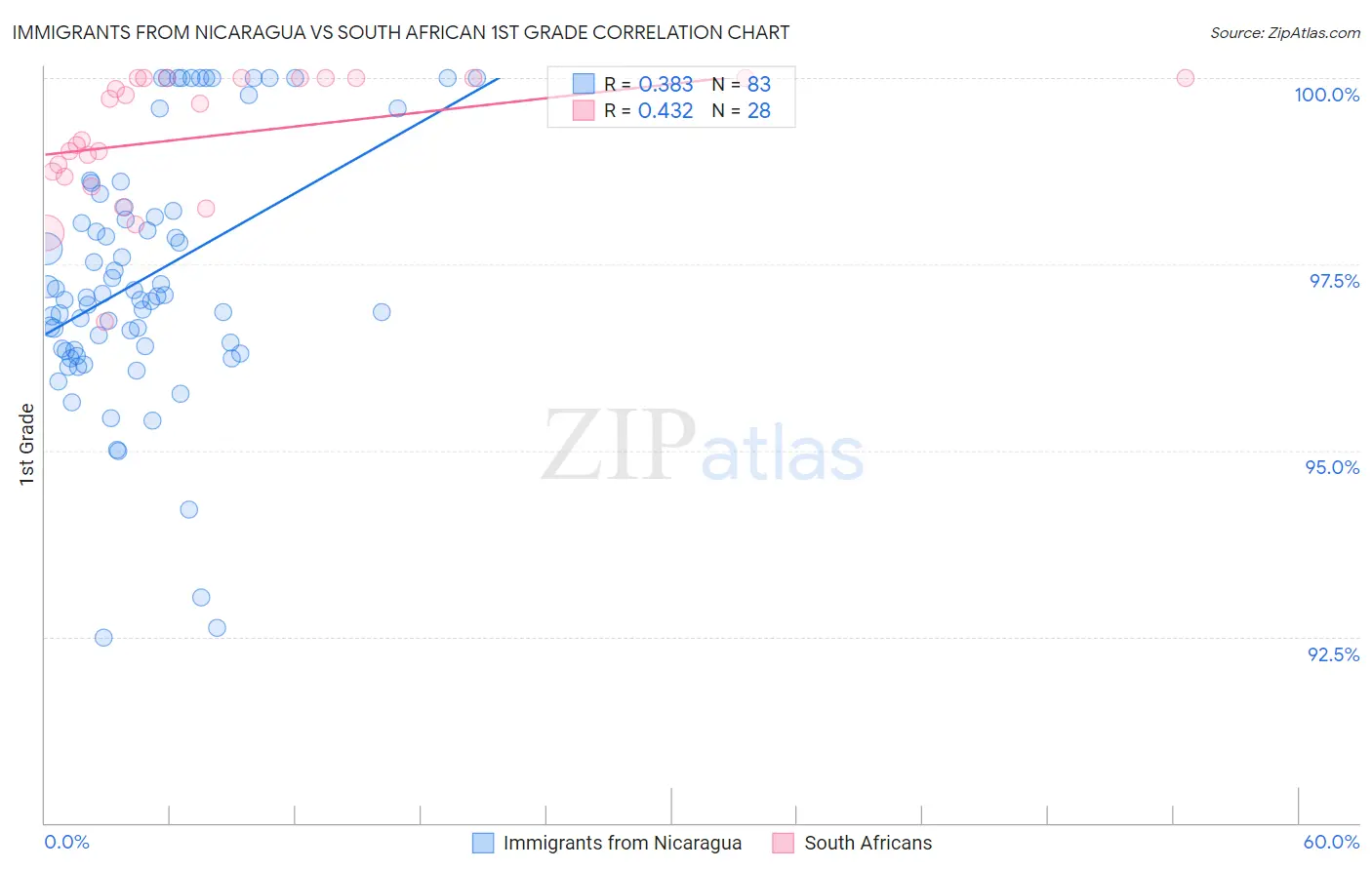 Immigrants from Nicaragua vs South African 1st Grade