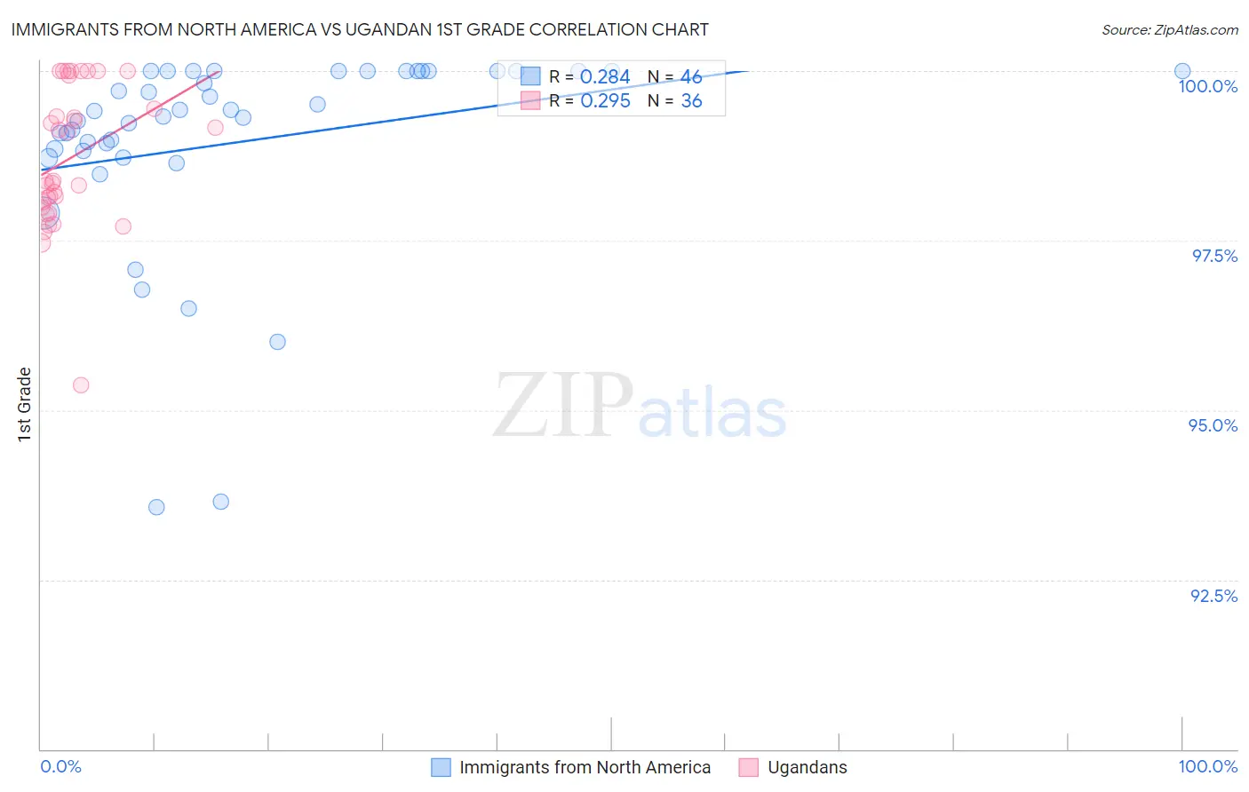 Immigrants from North America vs Ugandan 1st Grade