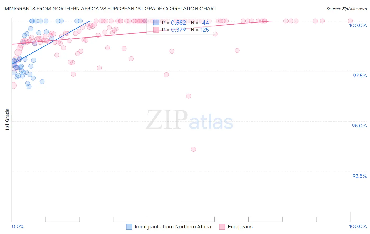 Immigrants from Northern Africa vs European 1st Grade