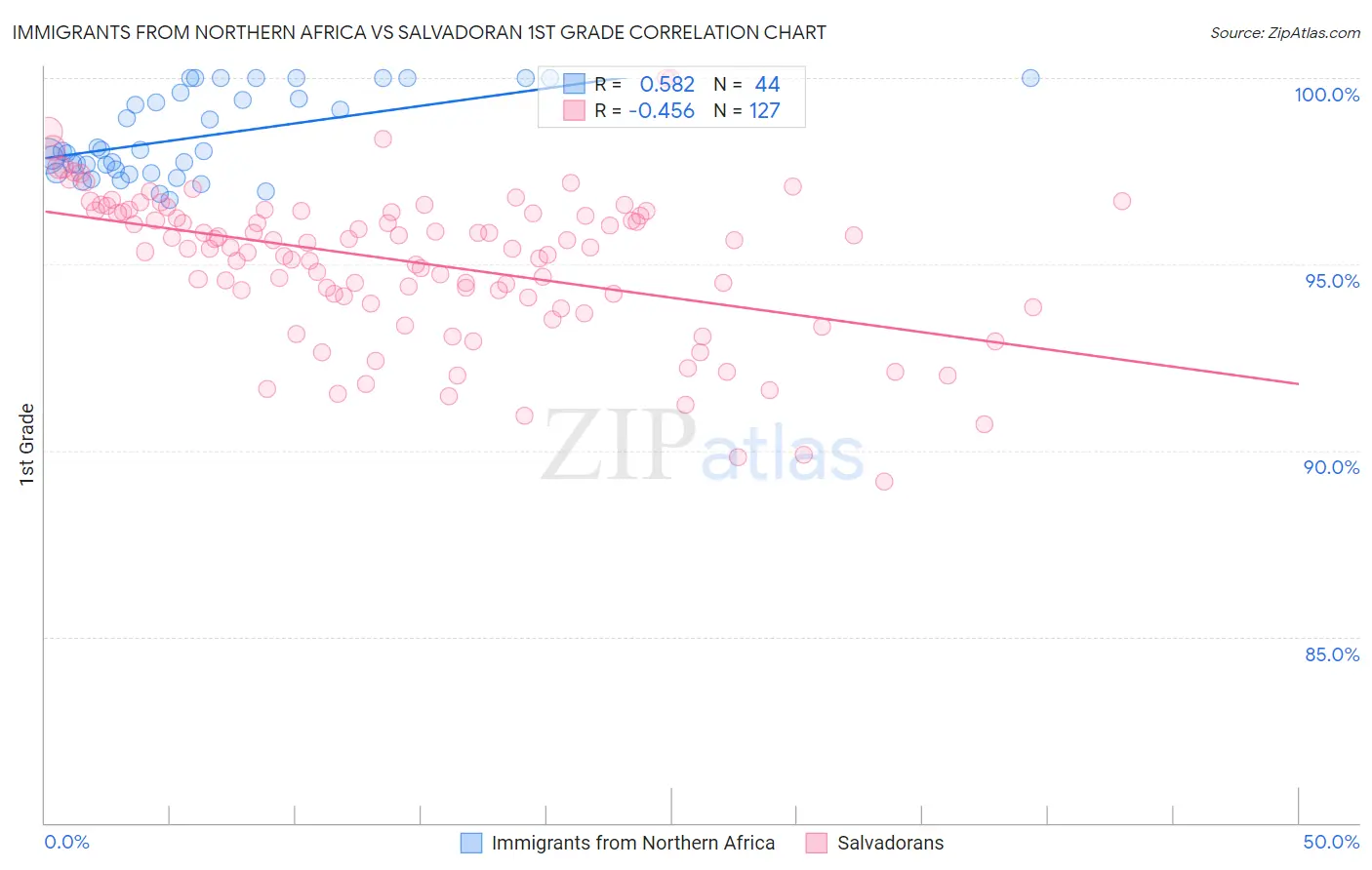 Immigrants from Northern Africa vs Salvadoran 1st Grade