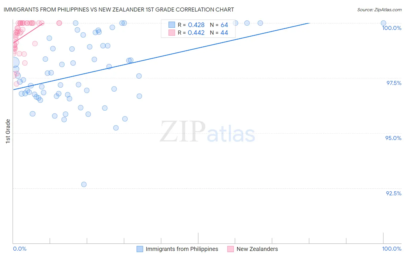 Immigrants from Philippines vs New Zealander 1st Grade