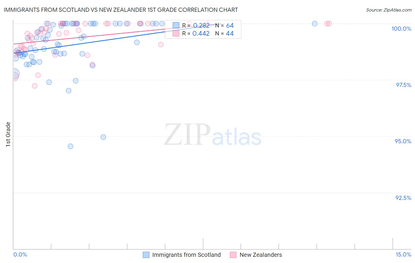 Immigrants from Scotland vs New Zealander 1st Grade