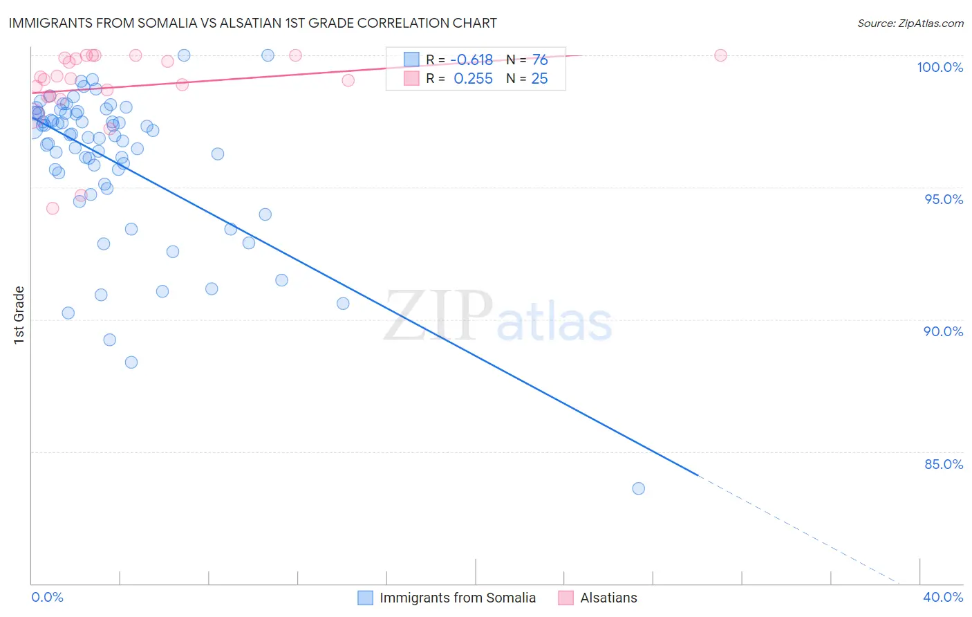 Immigrants from Somalia vs Alsatian 1st Grade