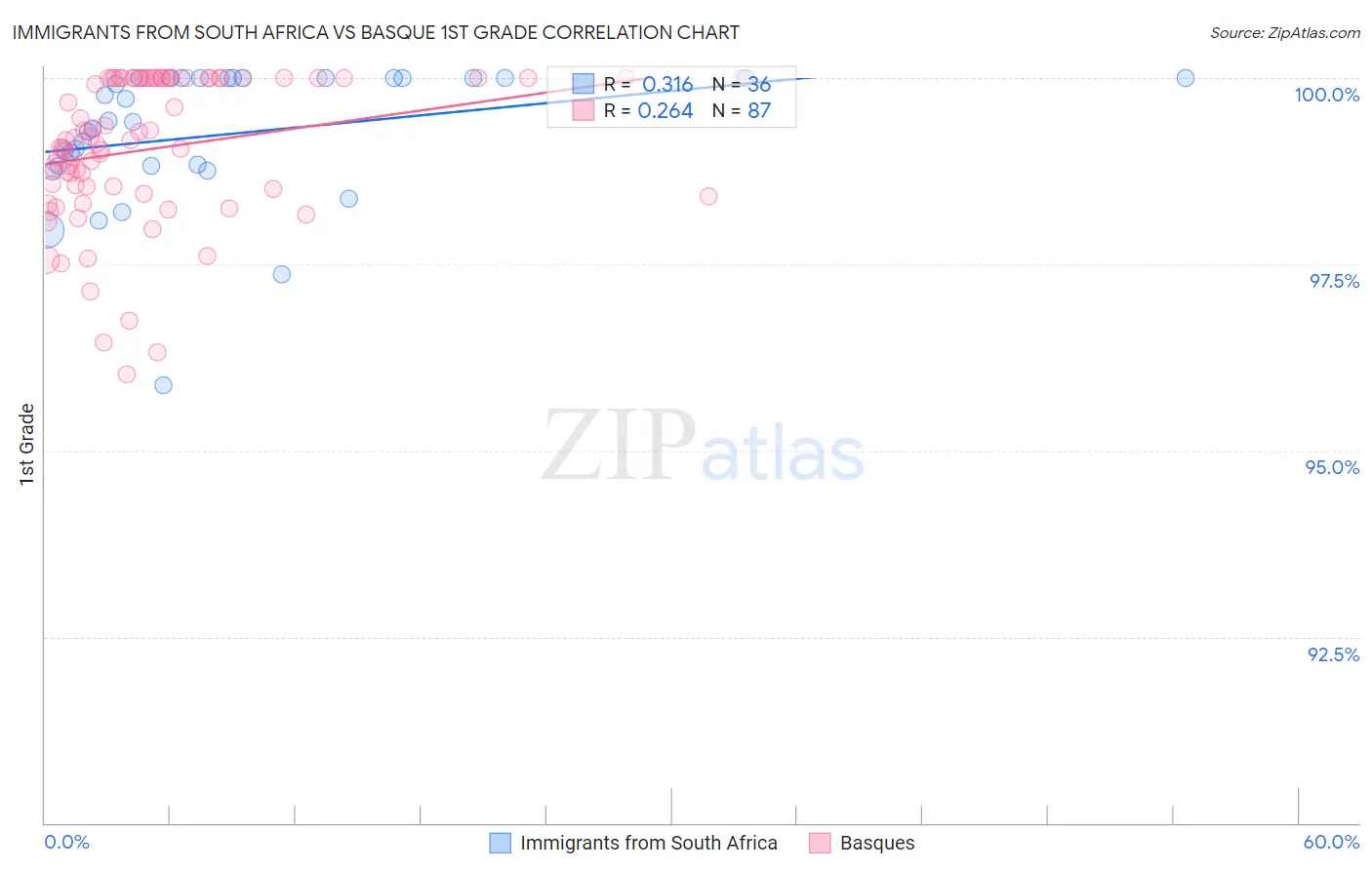 Immigrants from South Africa vs Basque 1st Grade