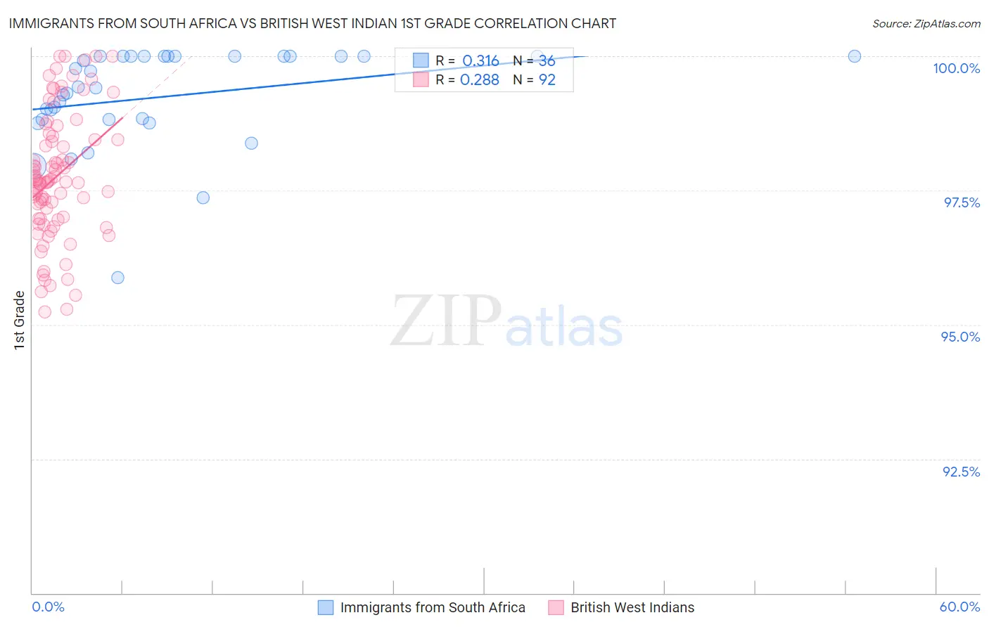 Immigrants from South Africa vs British West Indian 1st Grade
