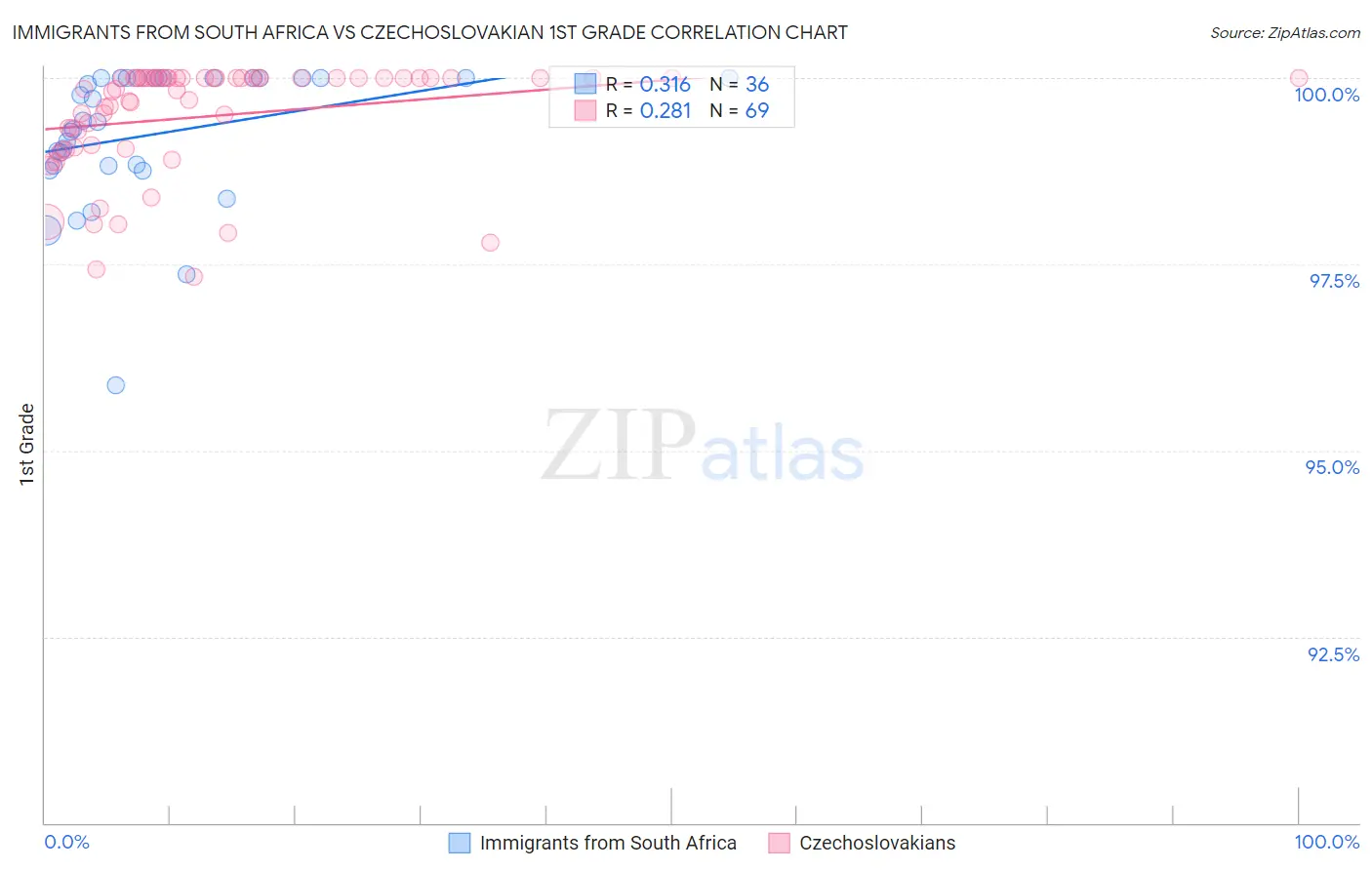 Immigrants from South Africa vs Czechoslovakian 1st Grade