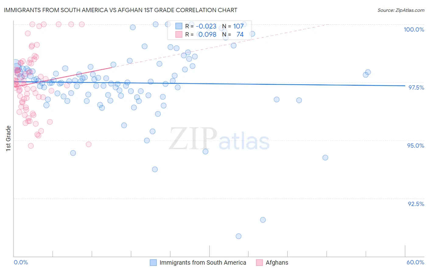 Immigrants from South America vs Afghan 1st Grade