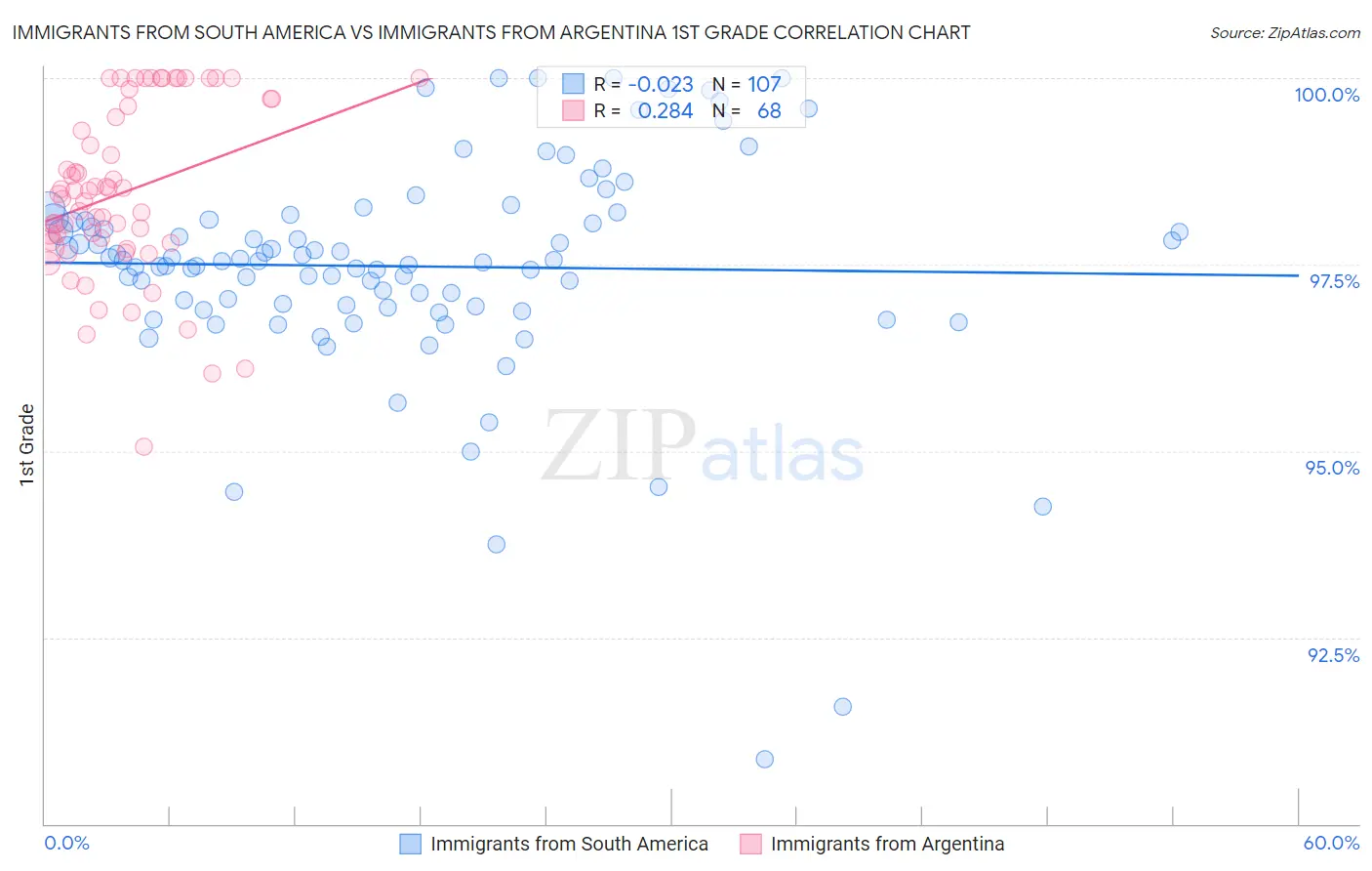 Immigrants from South America vs Immigrants from Argentina 1st Grade