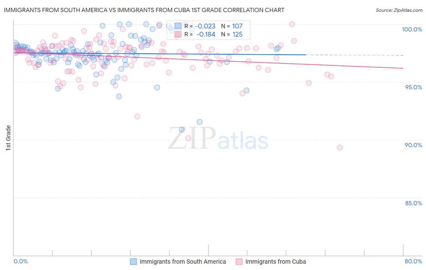 Immigrants from South America vs Immigrants from Cuba 1st Grade